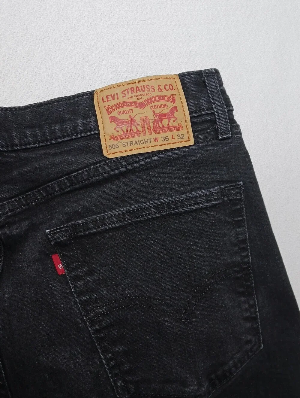 Levi's 506 Mens Comfort Straight Jeans 36X32 Black Denim High Stretch